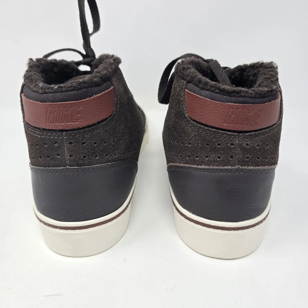 Nike Toki Premium FB Baroque Brown Suede Fur Lined Mid Top Sneakers 10